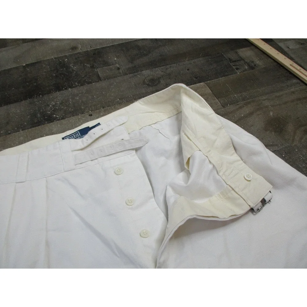 Polo Ralph Lauren Shorts Men 40 White Relaxed Fit Cotton Belted Pleated New $168